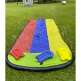 Waterglijbaan - 475x202cm - met 3 luchtbedjes - rood geel blauw