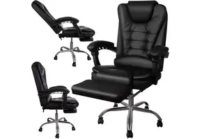 Ergonomische bureaustoel - met voetensteun - eco-leer - zwart