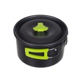 Camping pannenset - 18-delig - 30x20x19cm - zwart groen