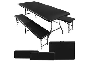 Camping picknicktafel - inklapbaar - zwart - 180x25x43cm