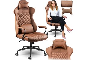 Bureaustoel - ergonomisch - verstelbaar - kantelbaar - bruin