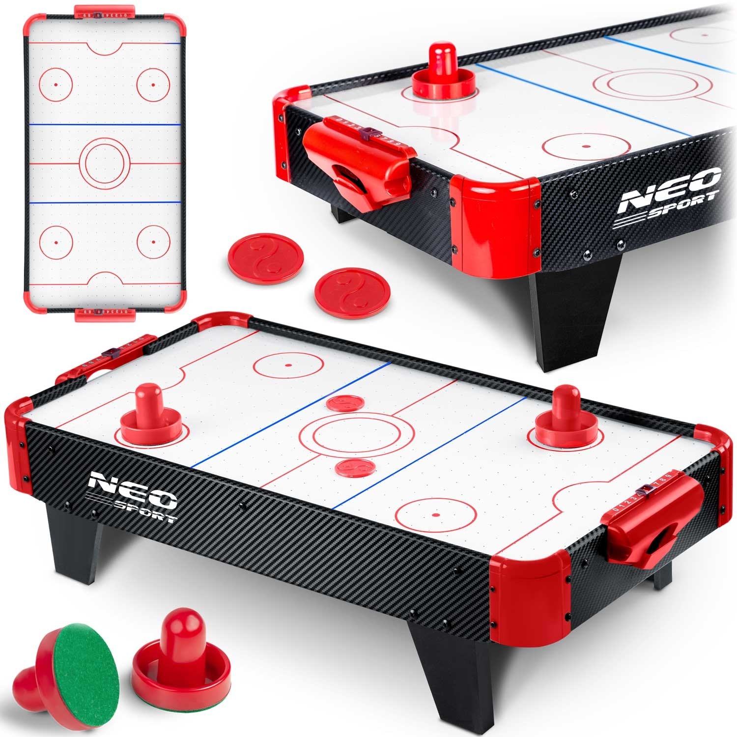 Airhockeytafel - 152x76x79 cm - 2 pucks - 2 pushers