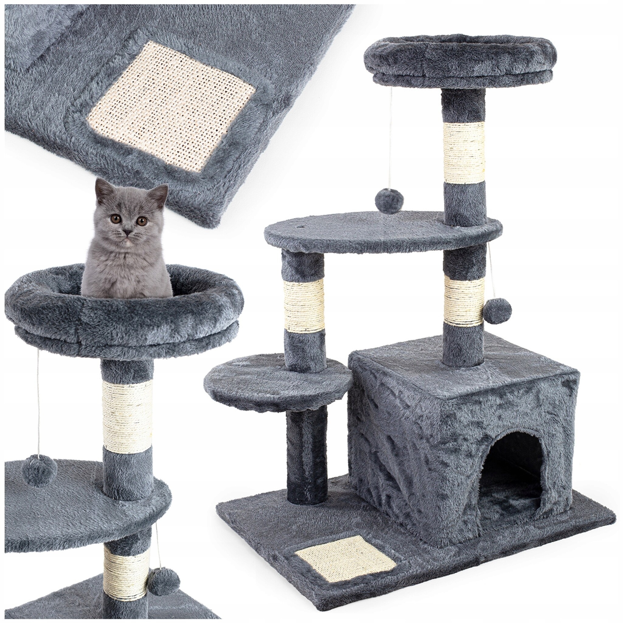 Krabpaal - kattenkrabpaal - kattenpaal - 60x45x85cm - antraciet