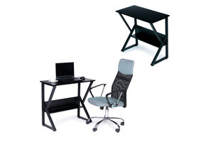 Bureau met plank - 80 x 40 x 73 cm - school - kantoor - zwart