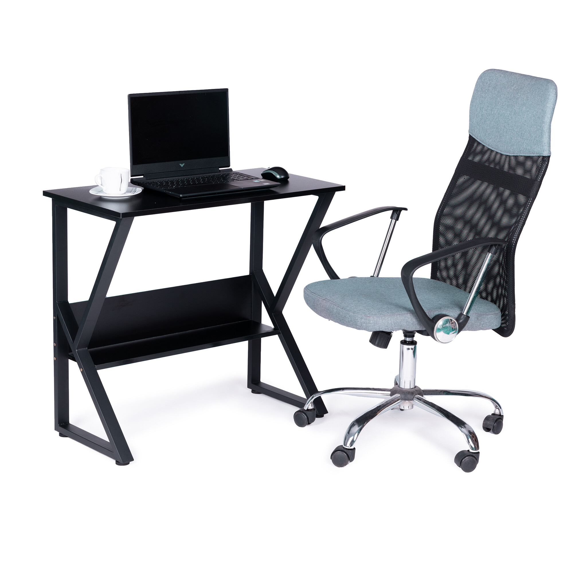 Bureau met plank - 80 x 40 x 73 cm - school - kantoor - zwart