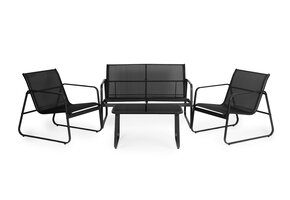 Tuinset lounge - metalen frame - zwarte tafel - bank - stoel