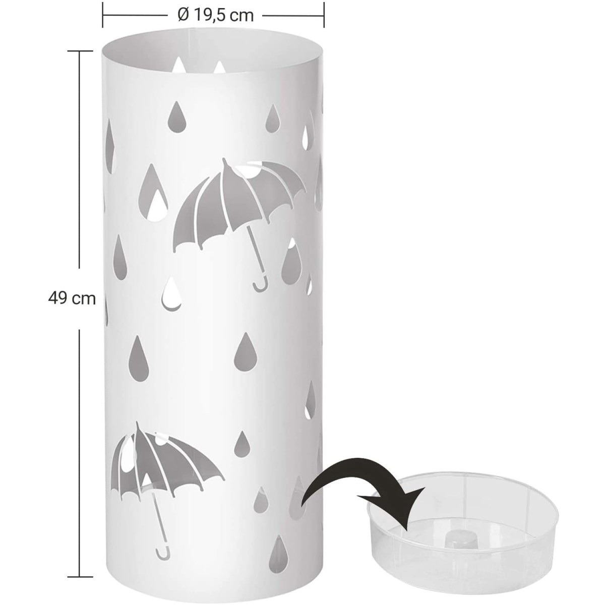 Paraplubak rond - modern - 19,5 x 49 cm - wit