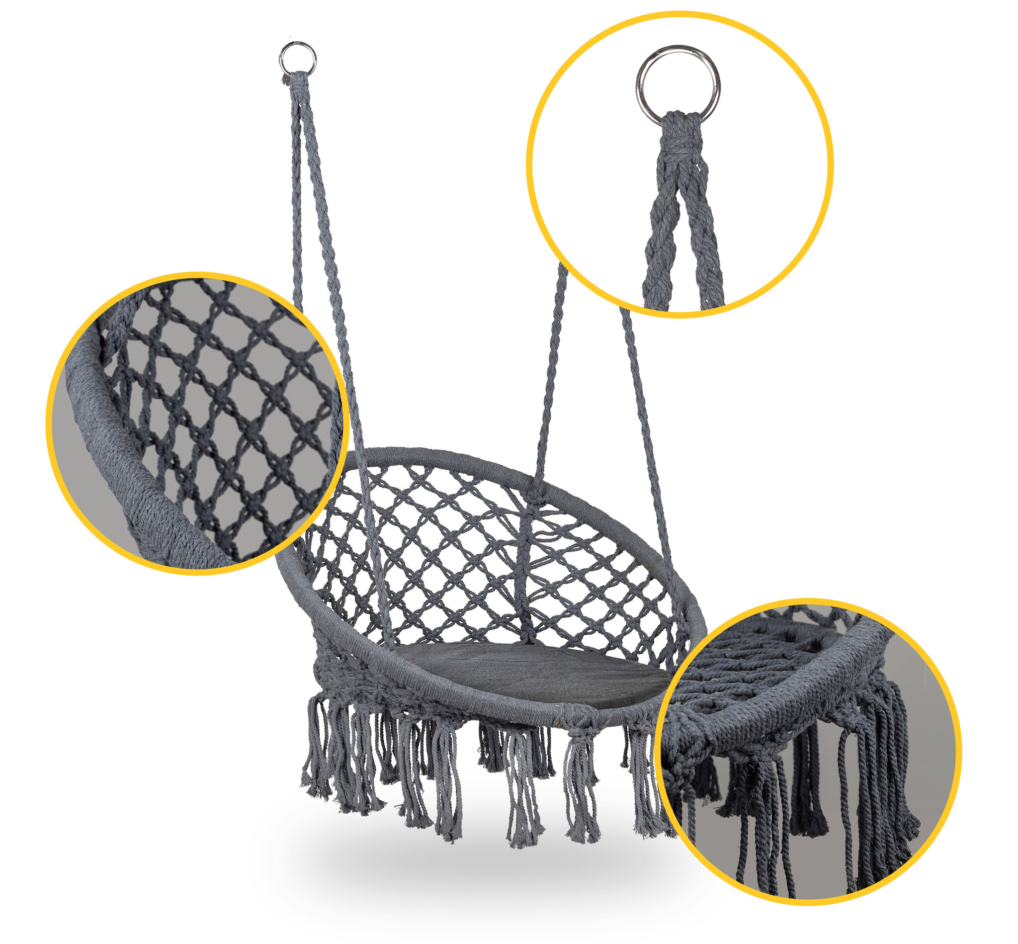 Hangstoel - boho - tuinschommel - tweepersoons - grijs
