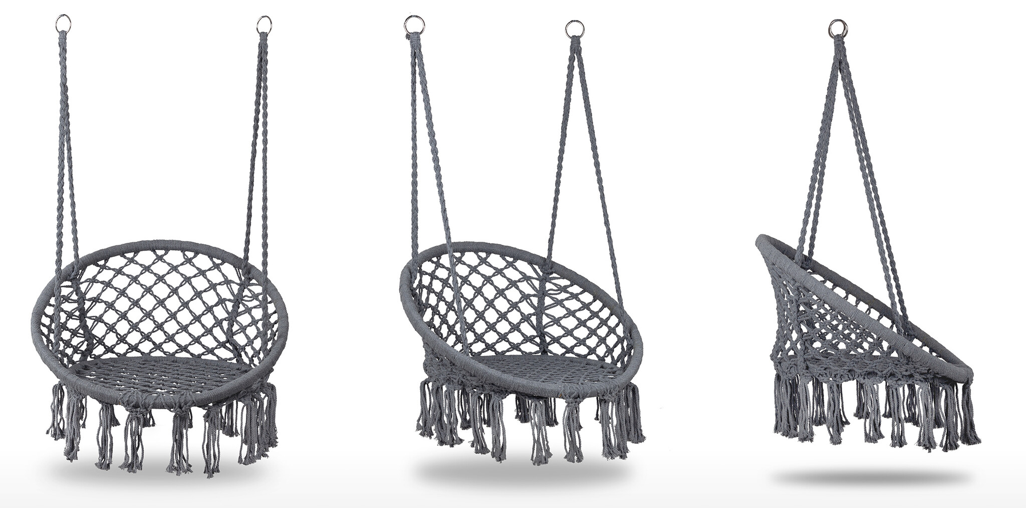 Hangstoel - boho - tuinschommel - tweepersoons - grijs