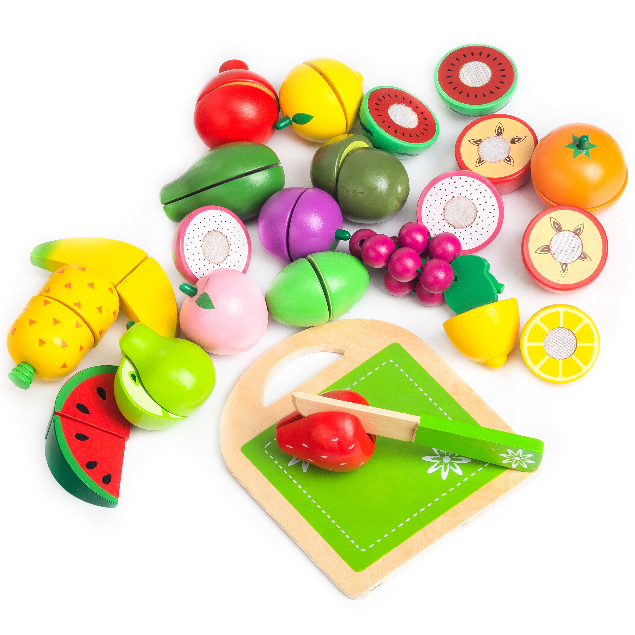 Speelgoed eten - houten fruit set - om te snijden - 20 stuks
