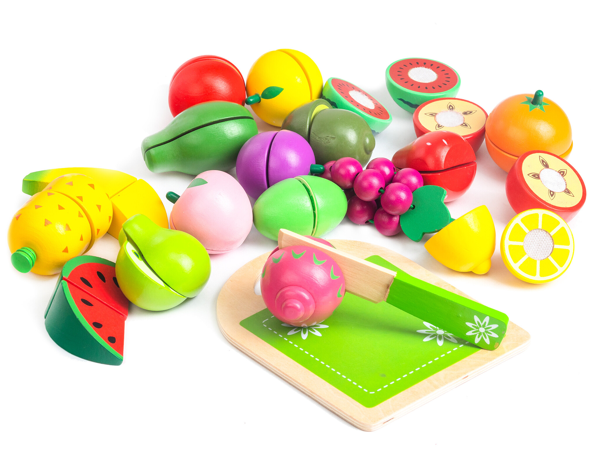 Speelgoed eten - houten fruit set - om te snijden - 20 stuks
