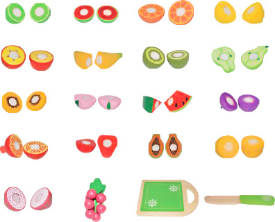 Speelgoed eten - houten fruit set - om te snijden - 20 stuks