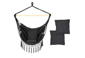 Hangstoel - boho - tuinschommel - 1x1x2 m - kussens - grijs