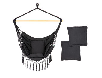 Hangstoel - boho - tuinschommel - 1x1x2 m - kussens - grijs