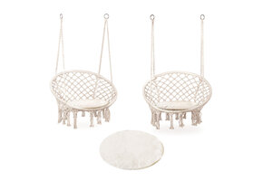 Hangstoel - boho - tuinschommel - met kussen - 35x63x80cm - wit