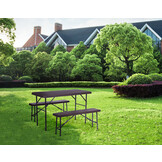 Klaptafel met banken - 120x70x74cm - 4 personen - rotan - bruin