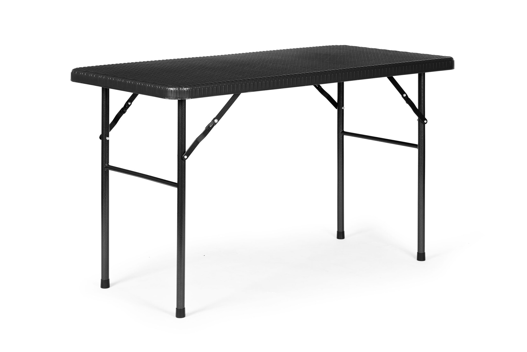 Klaptafel met banken - 120x70x74cm - 4 personen - rotan - zwart
