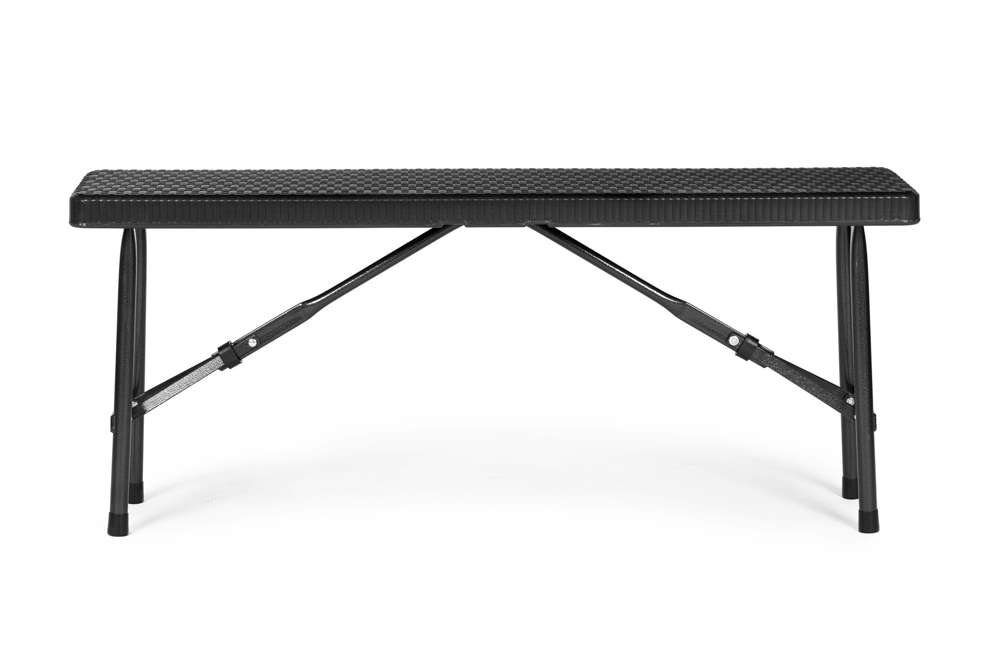 Klaptafel met banken - 120x70x74cm - 4 personen - rotan - zwart
