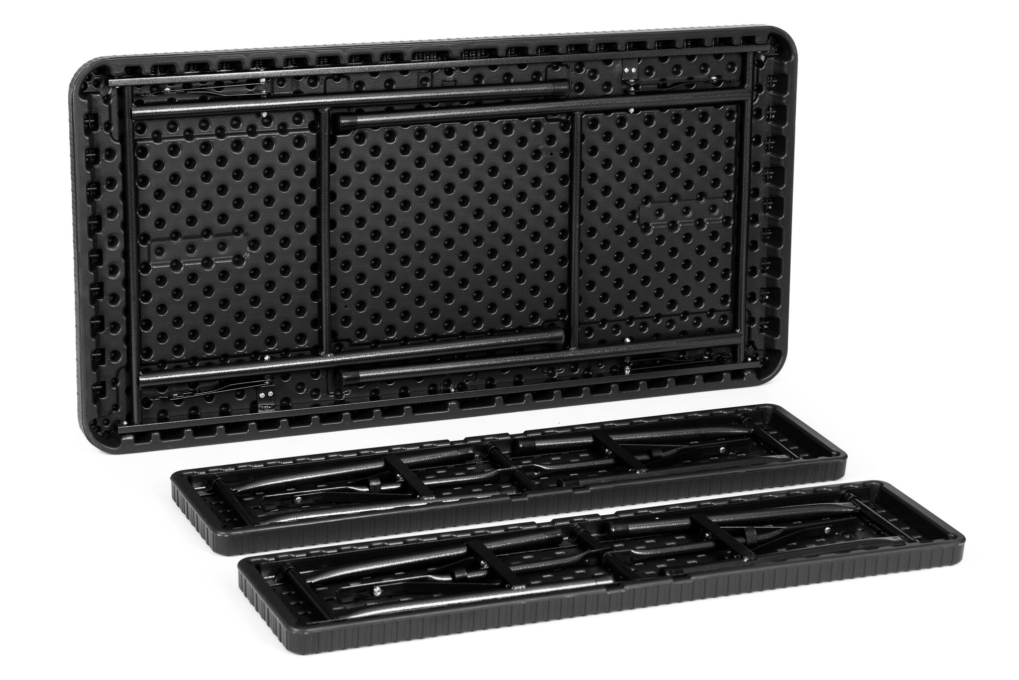 Klaptafel met banken - 120x70x74cm - 4 personen - rotan - zwart