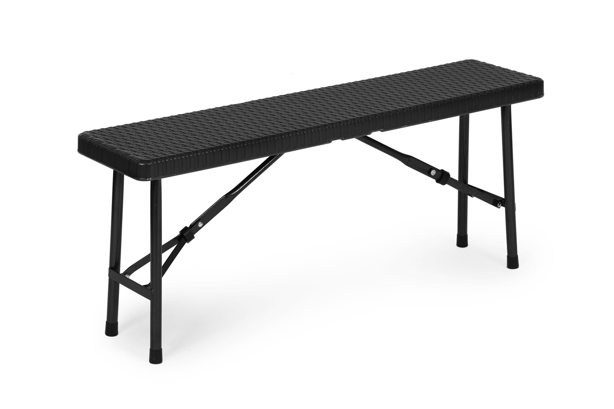 Klaptafel met banken - 120x70x74cm - 4 personen - rotan - zwart