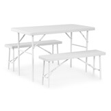 Klaptafel met banken - 120x70x74cm - 4 personen - wit