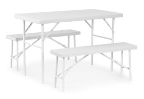 Klaptafel met banken - 120x70x74cm - 4 personen - wit