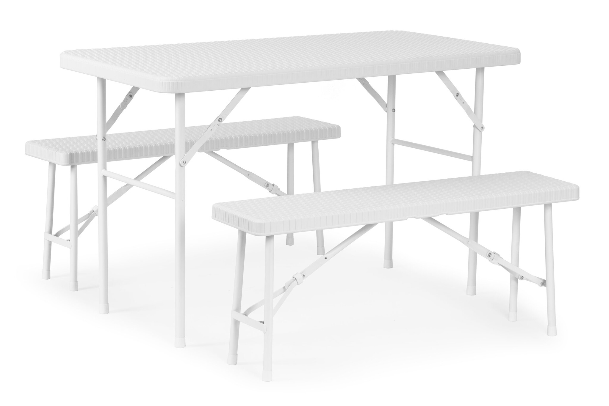 Klaptafel met banken - 120x70x74cm - 4 personen - wit