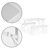 Klaptafel met banken - 120x70x74cm - 4 personen - wit