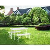 Klaptafel met banken - 120x70x74cm - 4 personen - wit