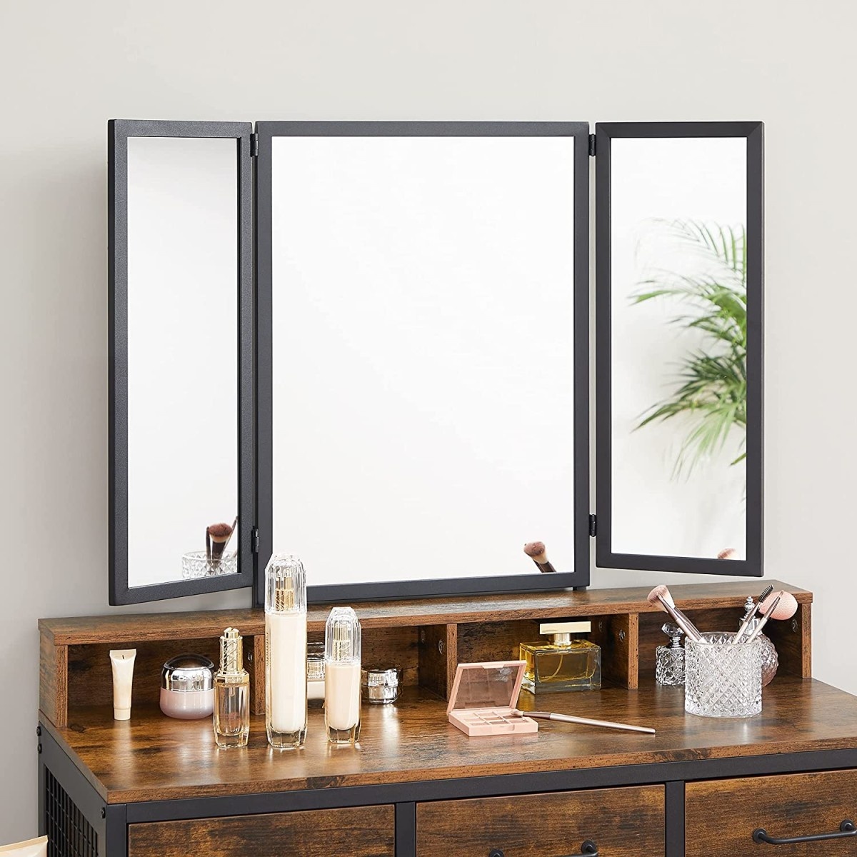 Kaptafel met krukje - uitklapbare spiegel - 90x40x141 cm