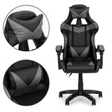 Gamestoel - bureaustoel - hoogte verstelling - kussens - grijs