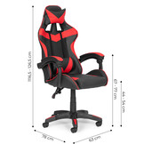 Gamestoel - bureaustoel - hoogte verstelling - kussens - rood