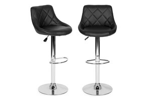 Barkruk met rugleuning - draaibaar - 60-80 cm - zwart gestikt