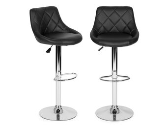 Barkruk met rugleuning - draaibaar - 60-80 cm - zwart gestikt