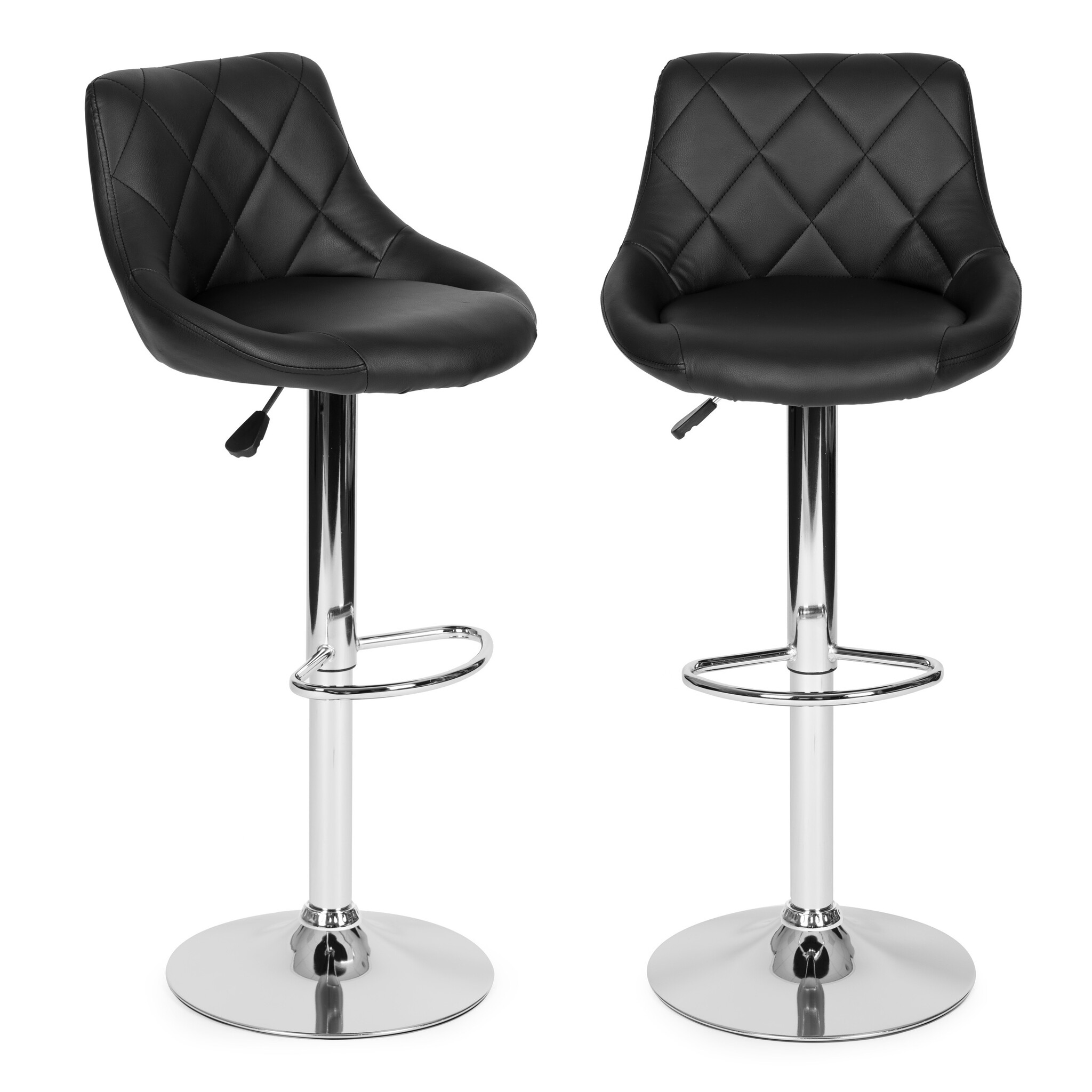 Barkruk met rugleuning - draaibaar - 60-80 cm - zwart gestikt