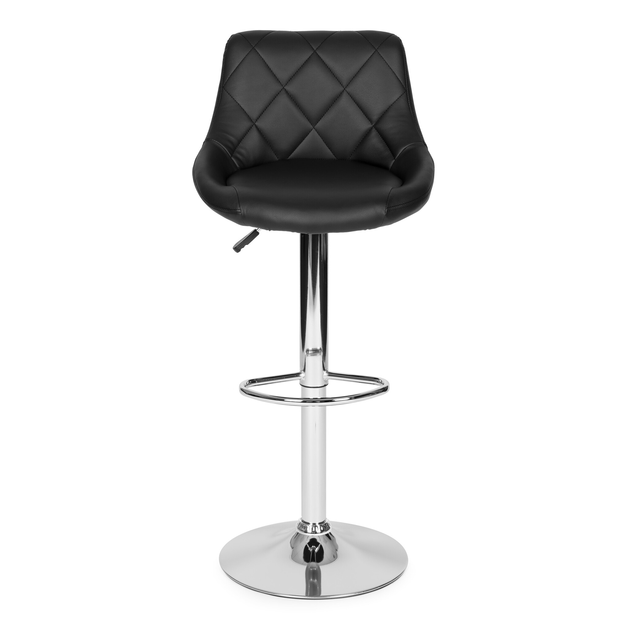 Barkruk met rugleuning - draaibaar - 60-80 cm - zwart gestikt