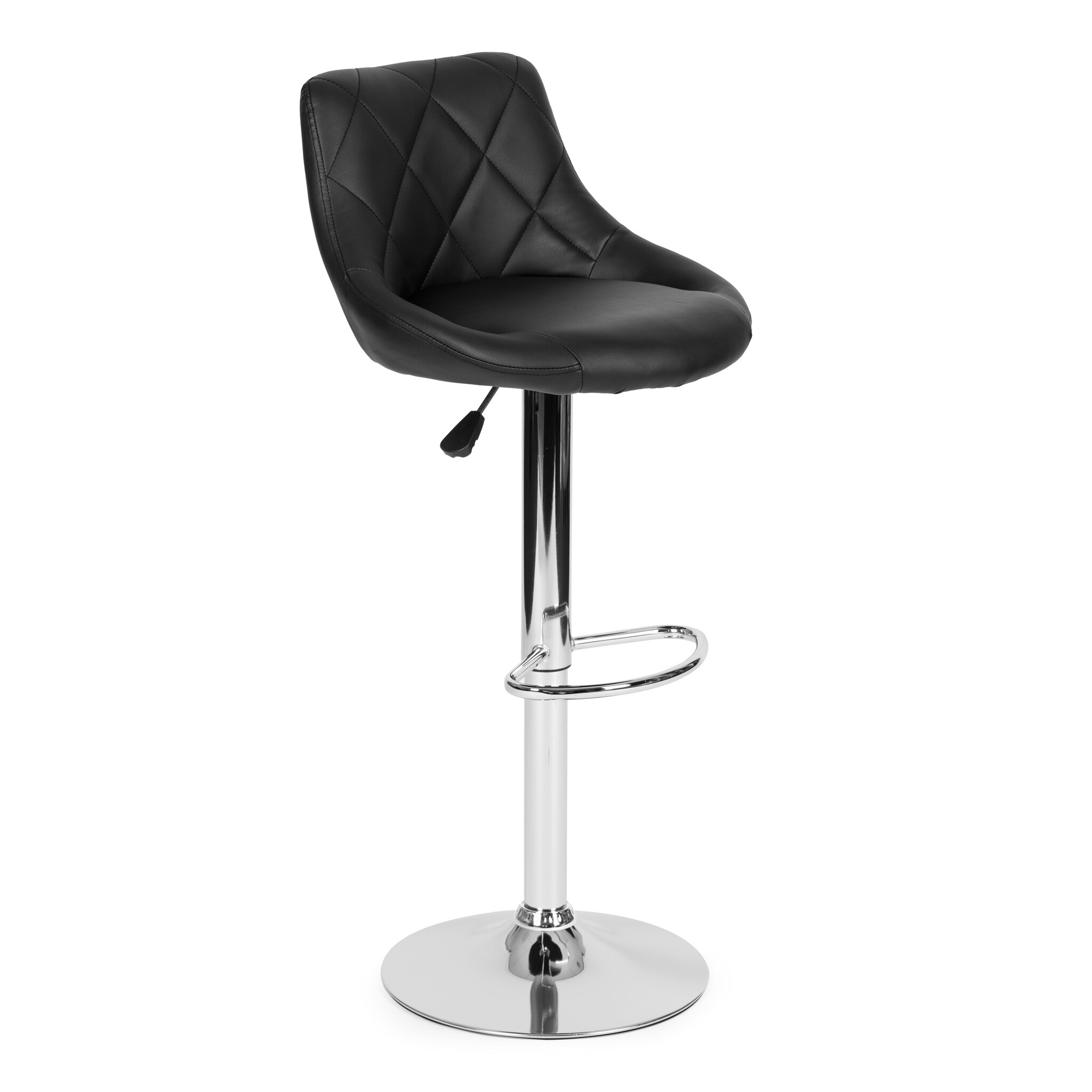 Barkruk met rugleuning - draaibaar - 60-80 cm - zwart gestikt