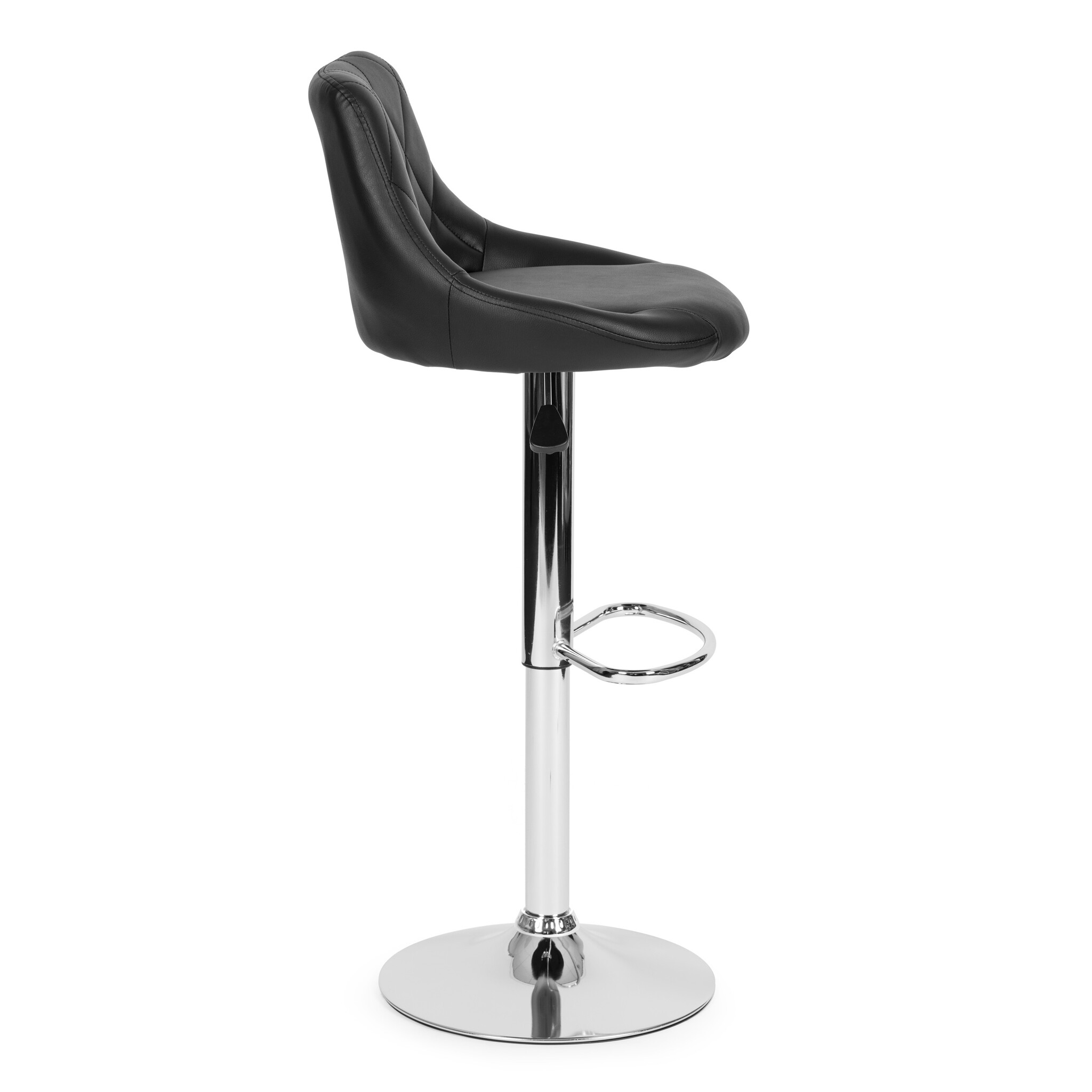 Barkruk met rugleuning - draaibaar - 60-80 cm - zwart gestikt