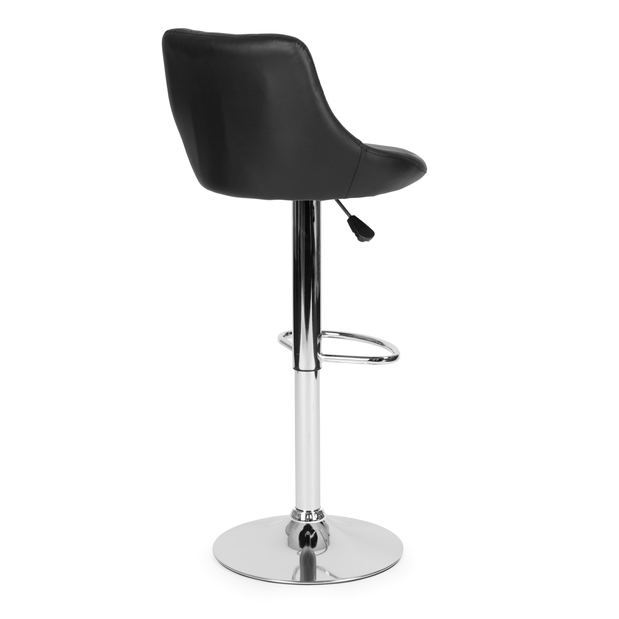 Barkruk met rugleuning - draaibaar - 60-80 cm - zwart gestikt