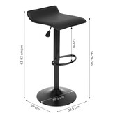 Barkruk - draaibaar - voetensteun - 54-76 cm - zwart kunstleer