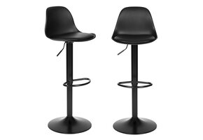 Barkruk met rugleuning - draaibaar - 60-80 cm - zwart glad