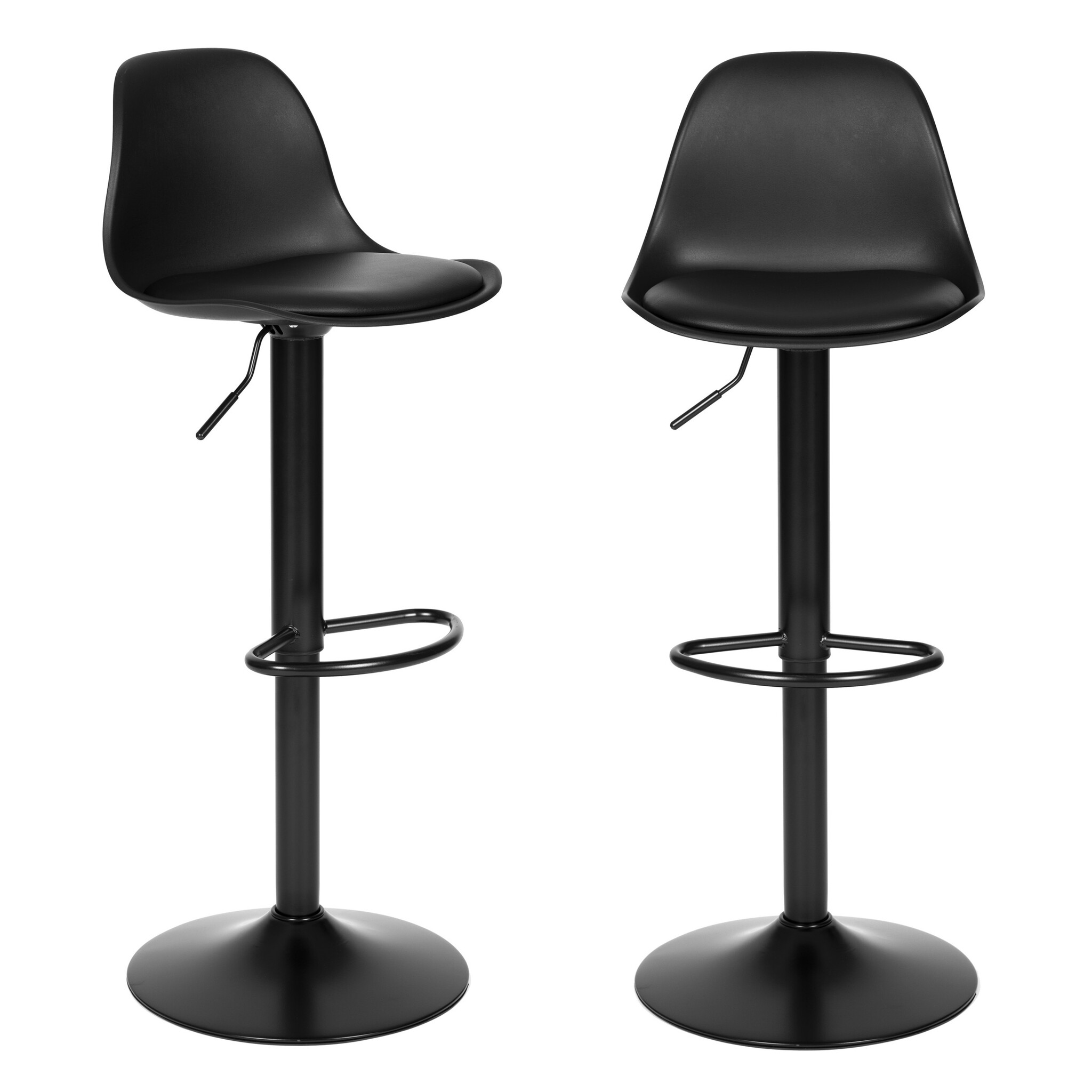 Barkruk met rugleuning - draaibaar - 60-80 cm - zwart glad