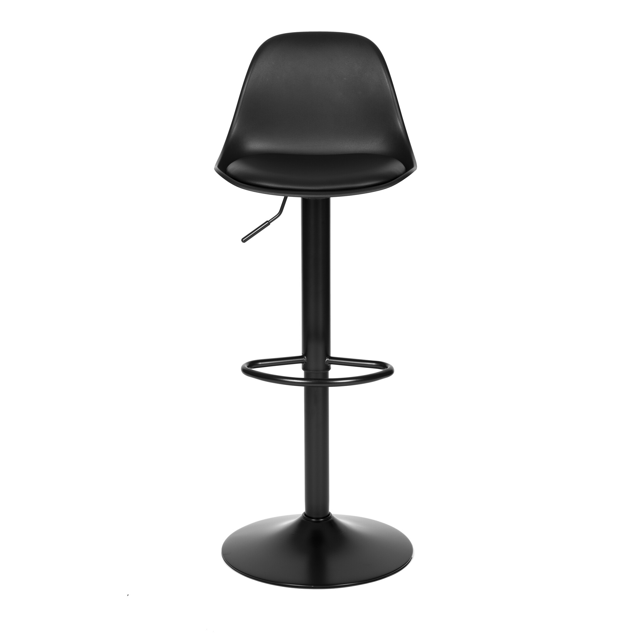 Barkruk met rugleuning - draaibaar - 60-80 cm - zwart glad