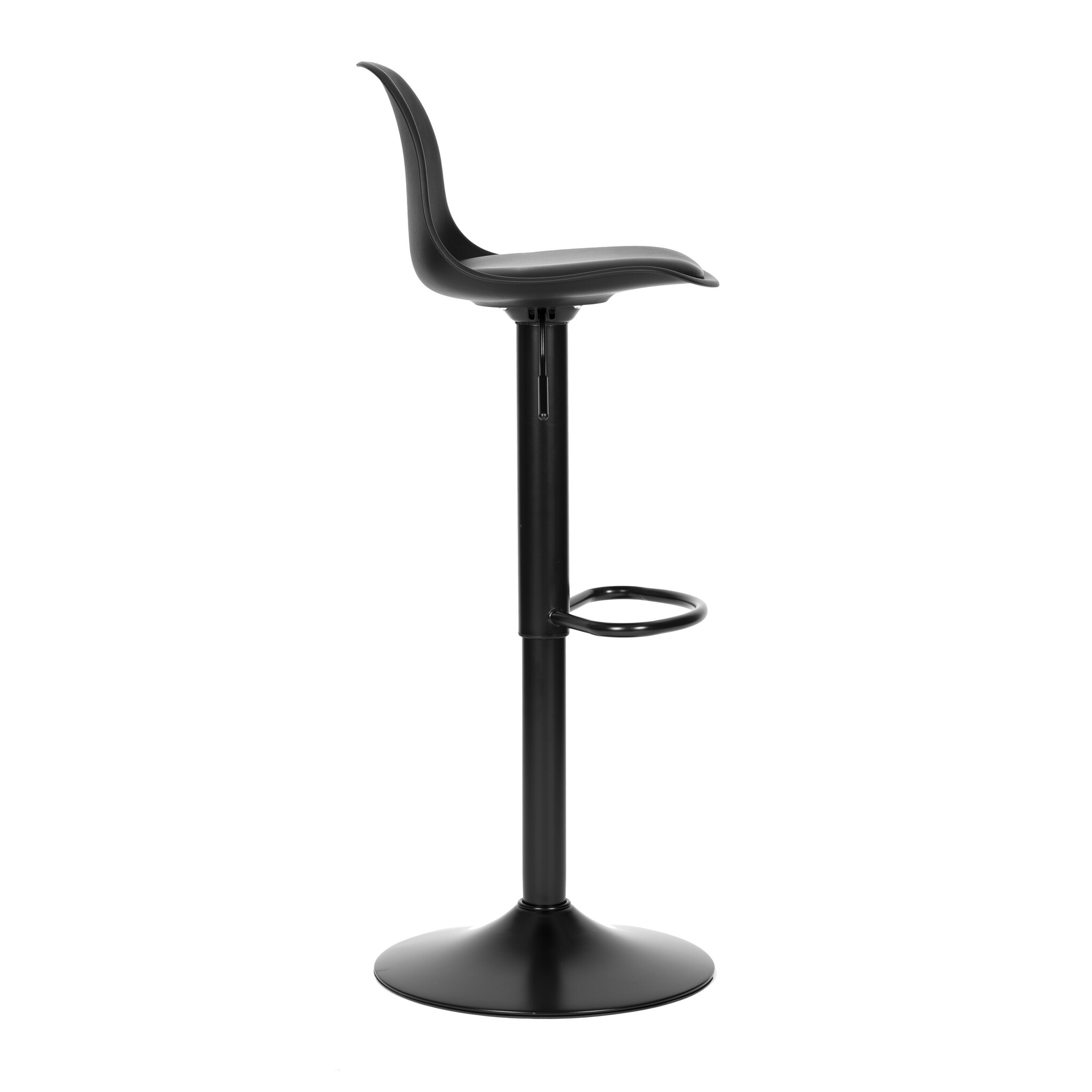 Barkruk met rugleuning - draaibaar - 60-80 cm - zwart glad