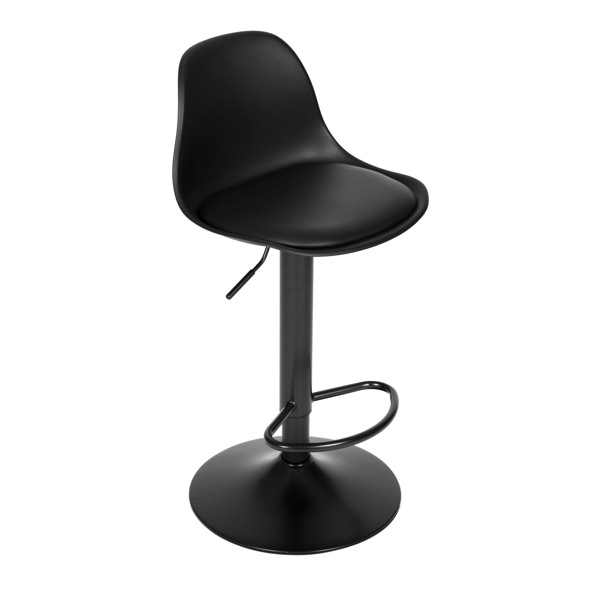 Barkruk met rugleuning - draaibaar - 60-80 cm - zwart glad