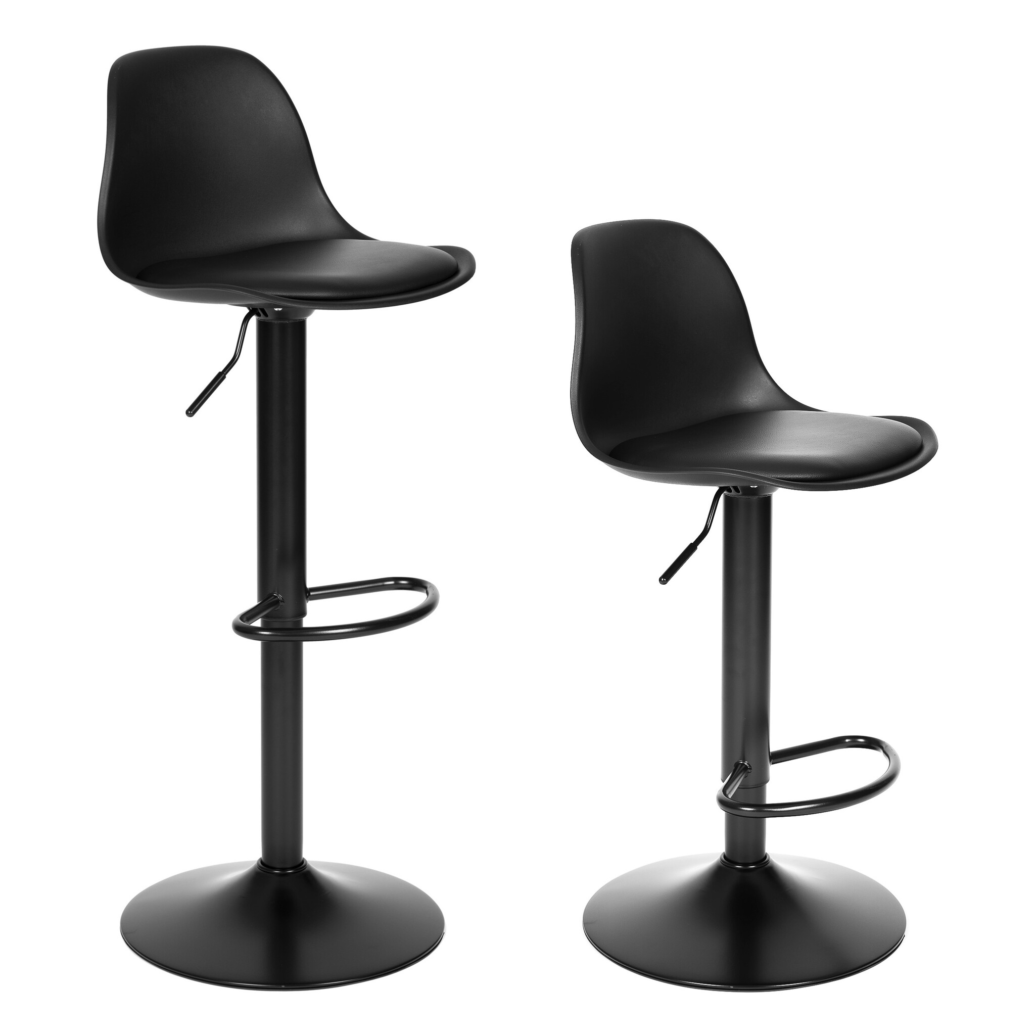 Barkruk met rugleuning - draaibaar - 60-80 cm - zwart glad