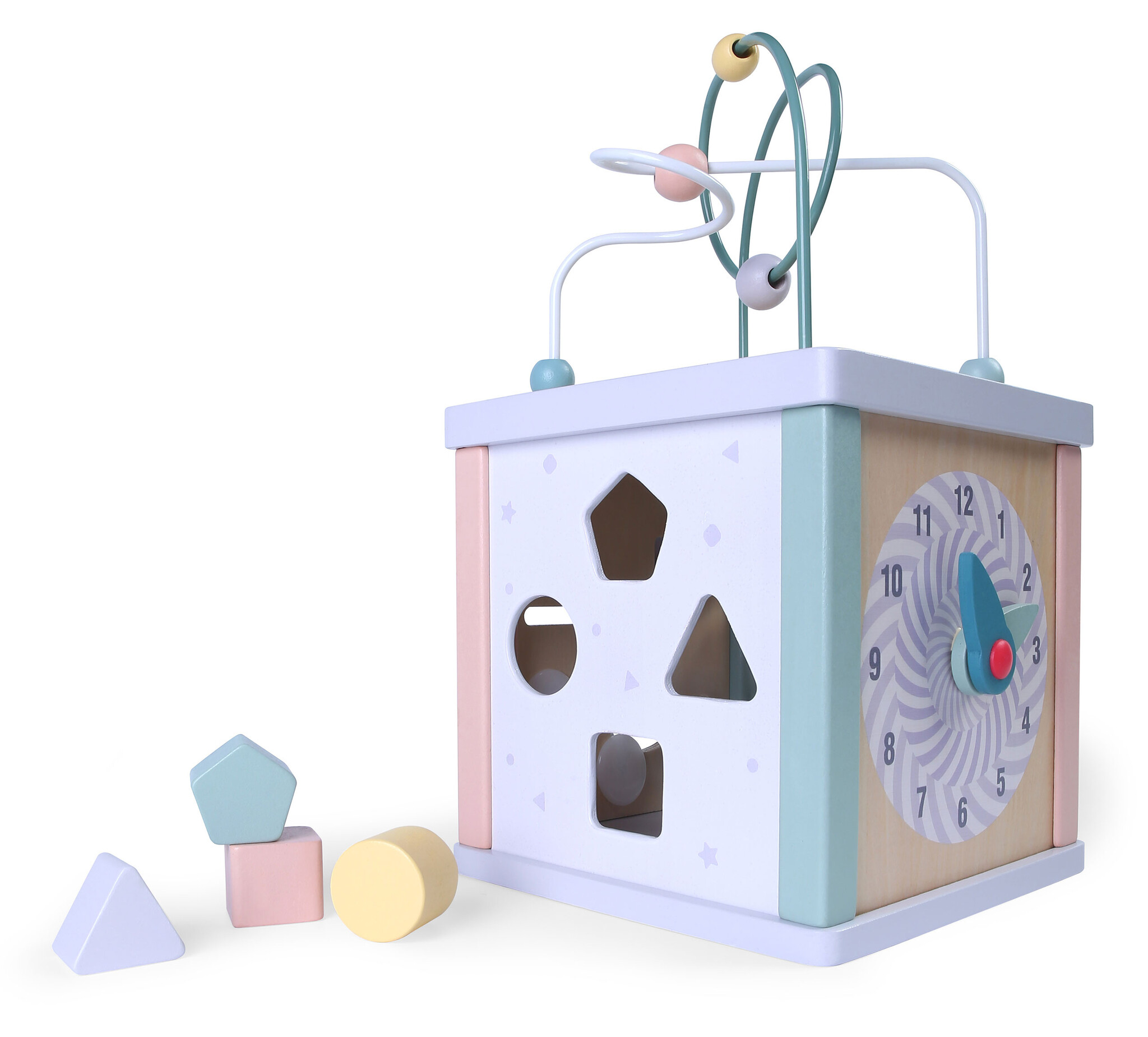 Activiteiten kubus - motoriek - vormen - klok - tellen - pastel