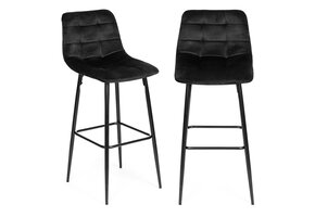 Barkruk met rugleuning - 105x44x51 cm - fluweel - zwart