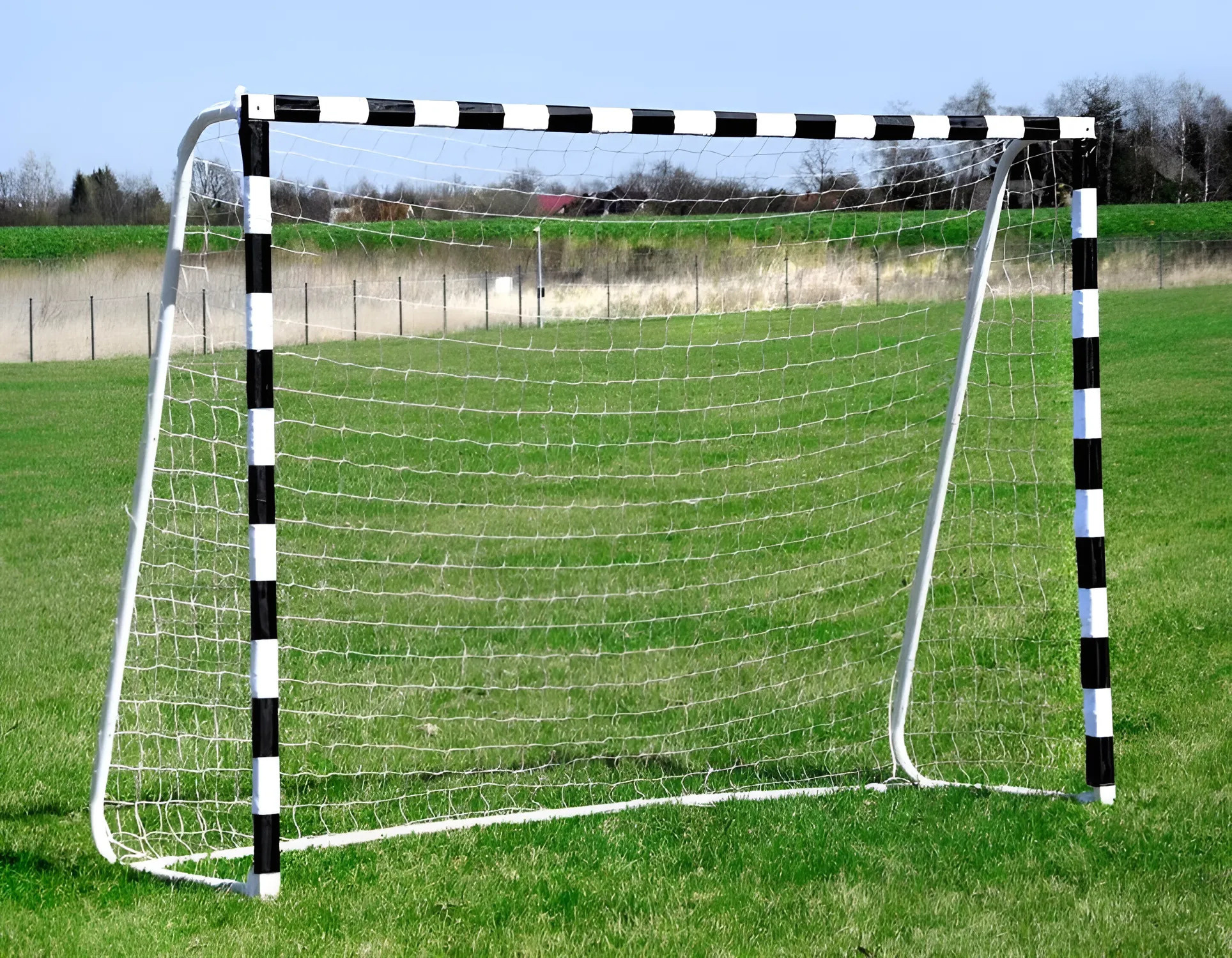 Voetbaldoel - 300x160cm - met net en haringen - gestreept