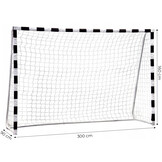 Voetbaldoel - 300x160cm - met net en haringen - gestreept
